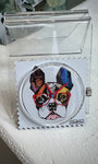 Cadran montre STAMPS Mr. Dog motif bouledogue multicolore lunettes rouges