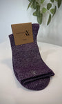 Chaussettes femme montantes Ambre violet avec fils argentés
