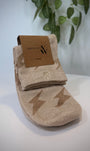 Chaussettes femme Rachel courtes beige avec motifs éclairs camel