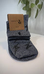 Chaussettes femme Rachel courtes gris avec motifs éclairs noirs