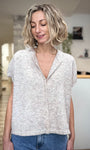 Gilet ample en maille oatmeal melange vu de face