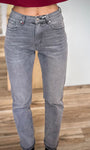 Jean Patricia coupe mom vintage gris clair femme