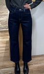 Jean droit indigo coupe cropped femme