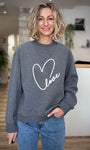 Femme portant le sweatshirt Sharly gris col rond