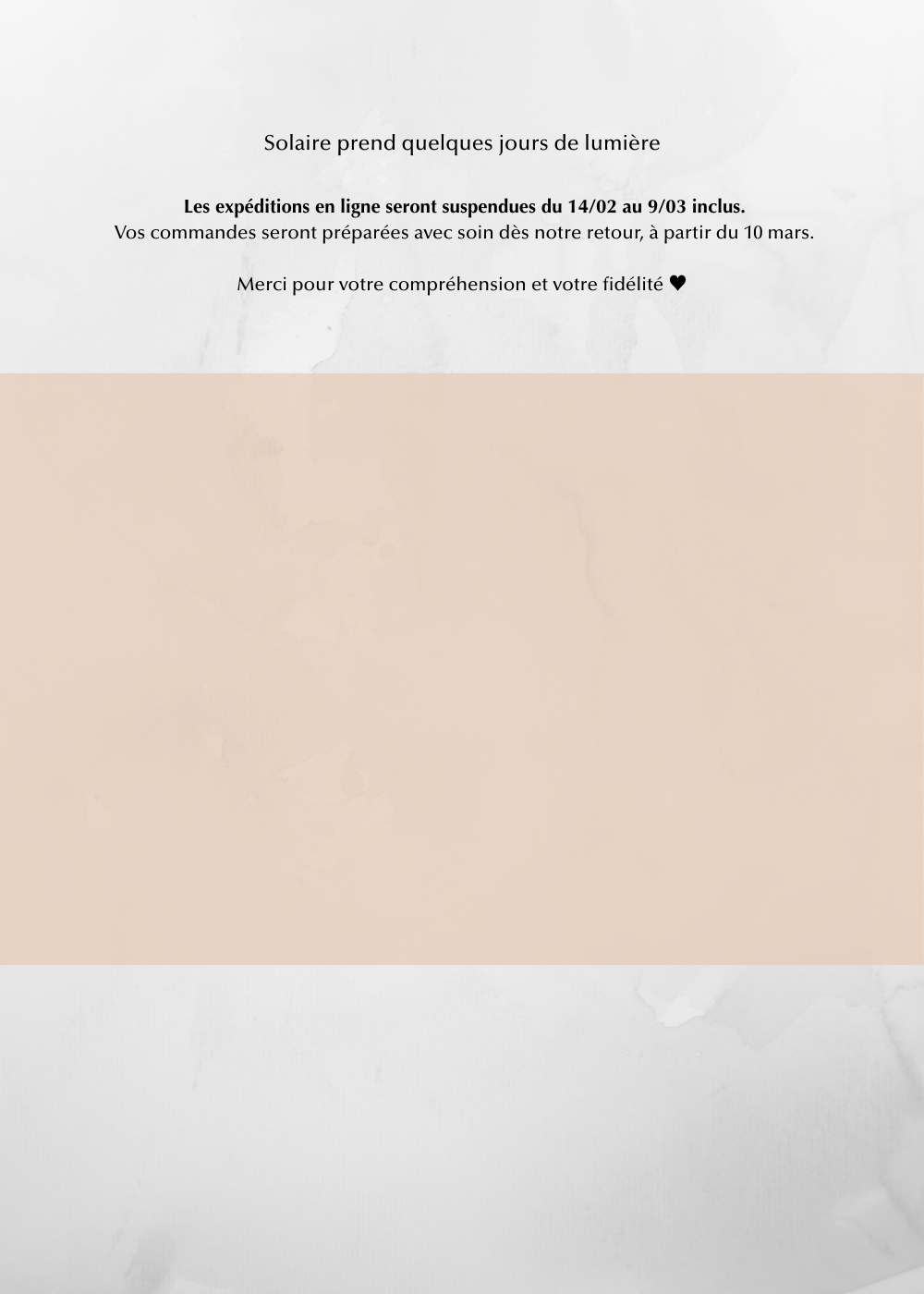 Expéditions suspendues du 14 février au 9 mars inclus, version mobile