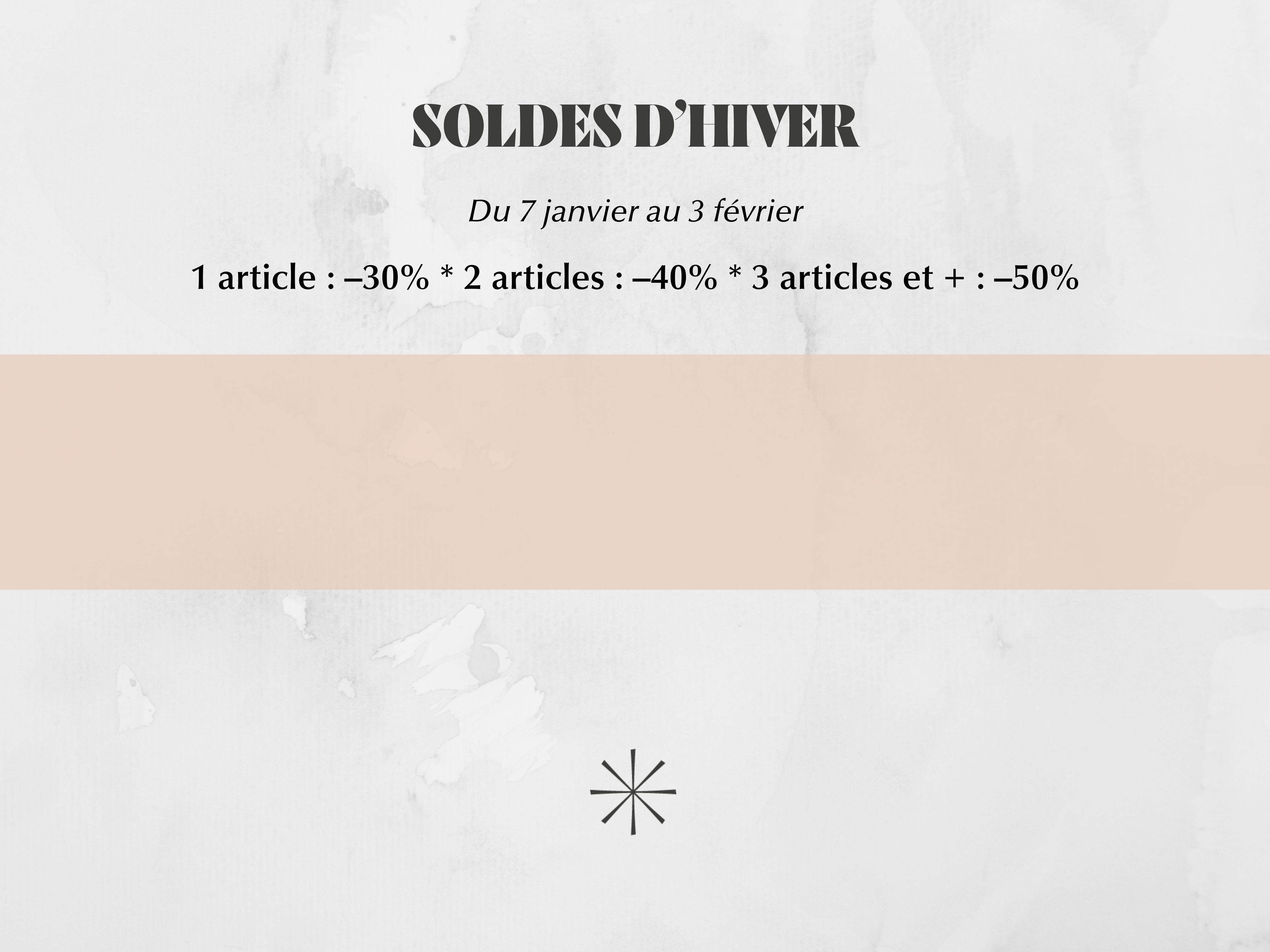 Les soldes chez Solaire -30% pour un article, -40% pour deux articles, -50% pour trois articles et plus