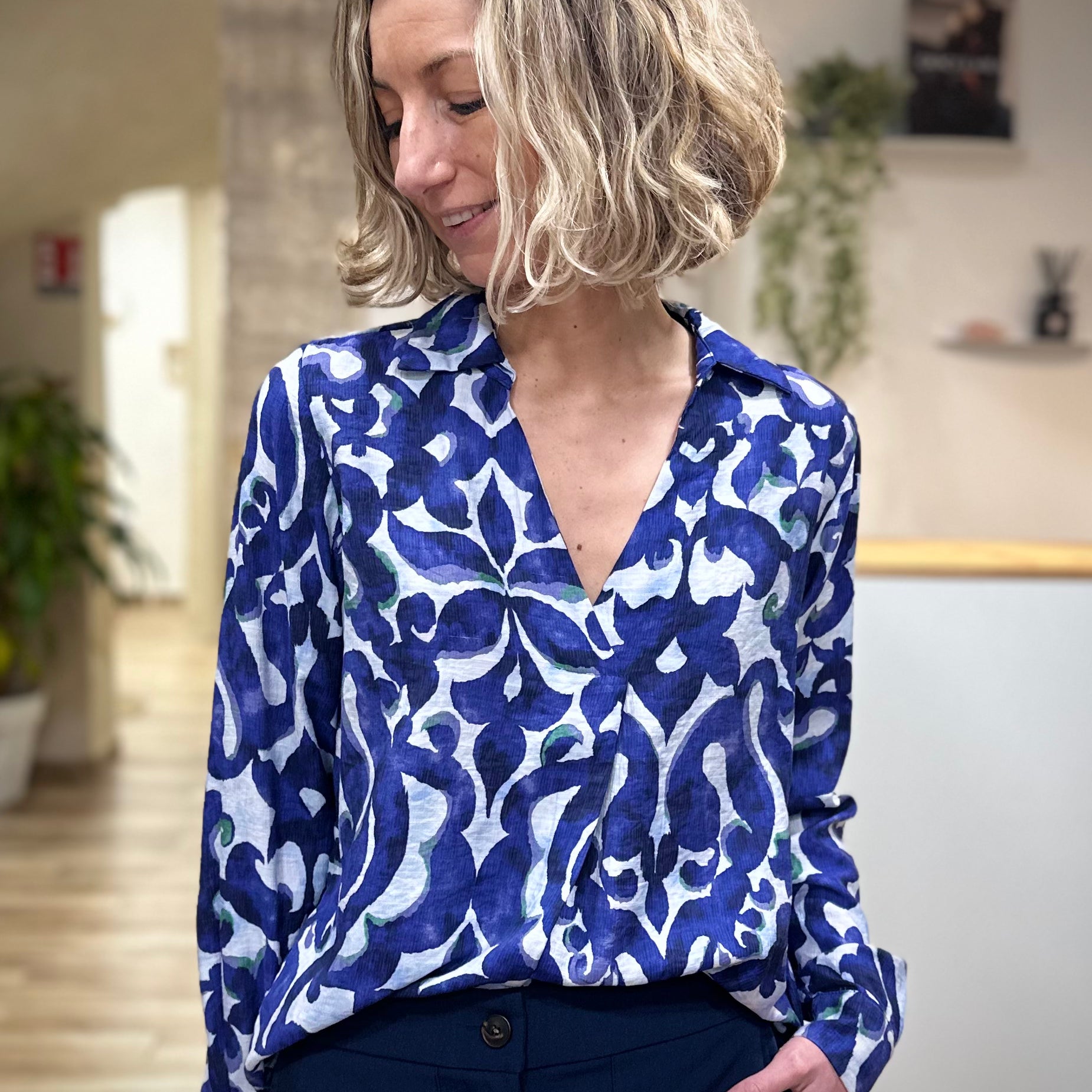 Blouse femme imprimée graphique coupe ample