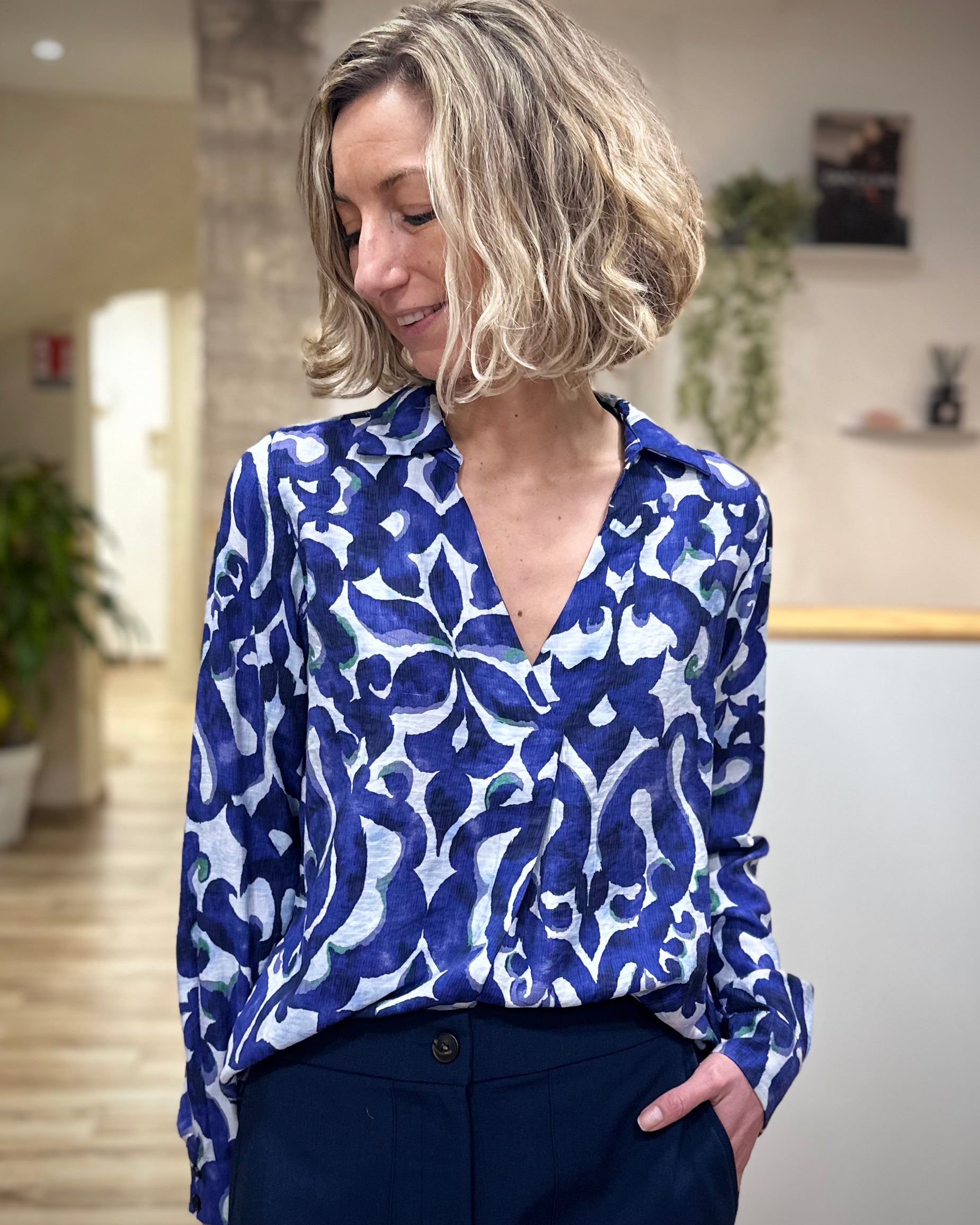 Blouse femme imprimée graphique coupe ample