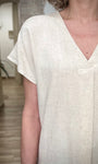 Détail tissu blouse viscose lin beige 