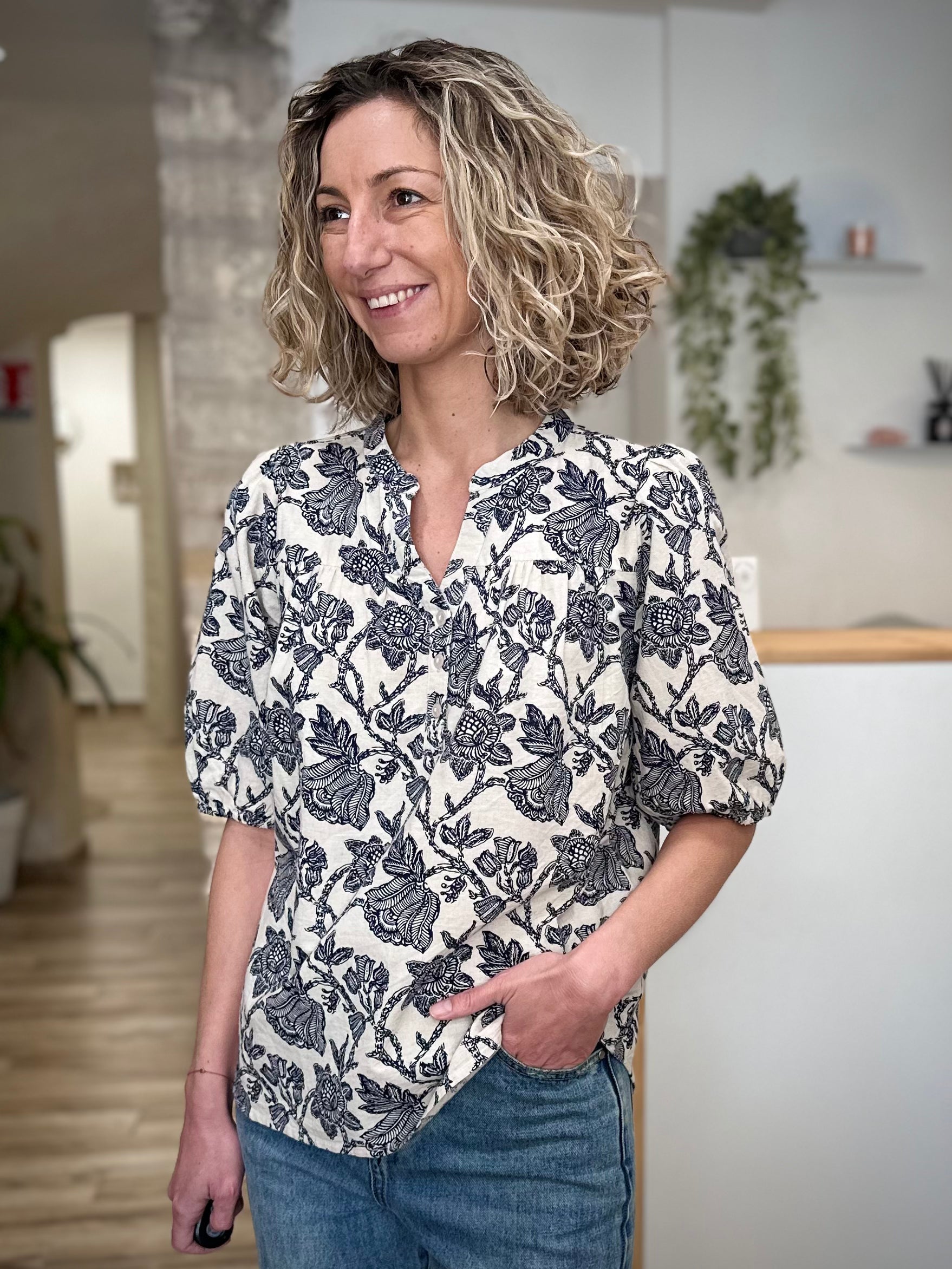 Blouse élégante femme manches courtes printemps été 
