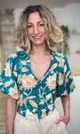 Blouse col V femme coupe courte 