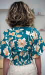 Blouse femme avec taille smockée au dos 