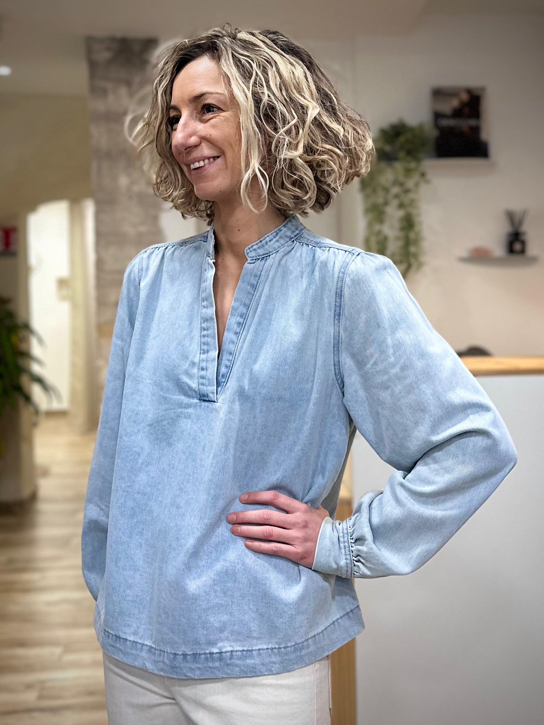 Blouse denim femme style printemps été