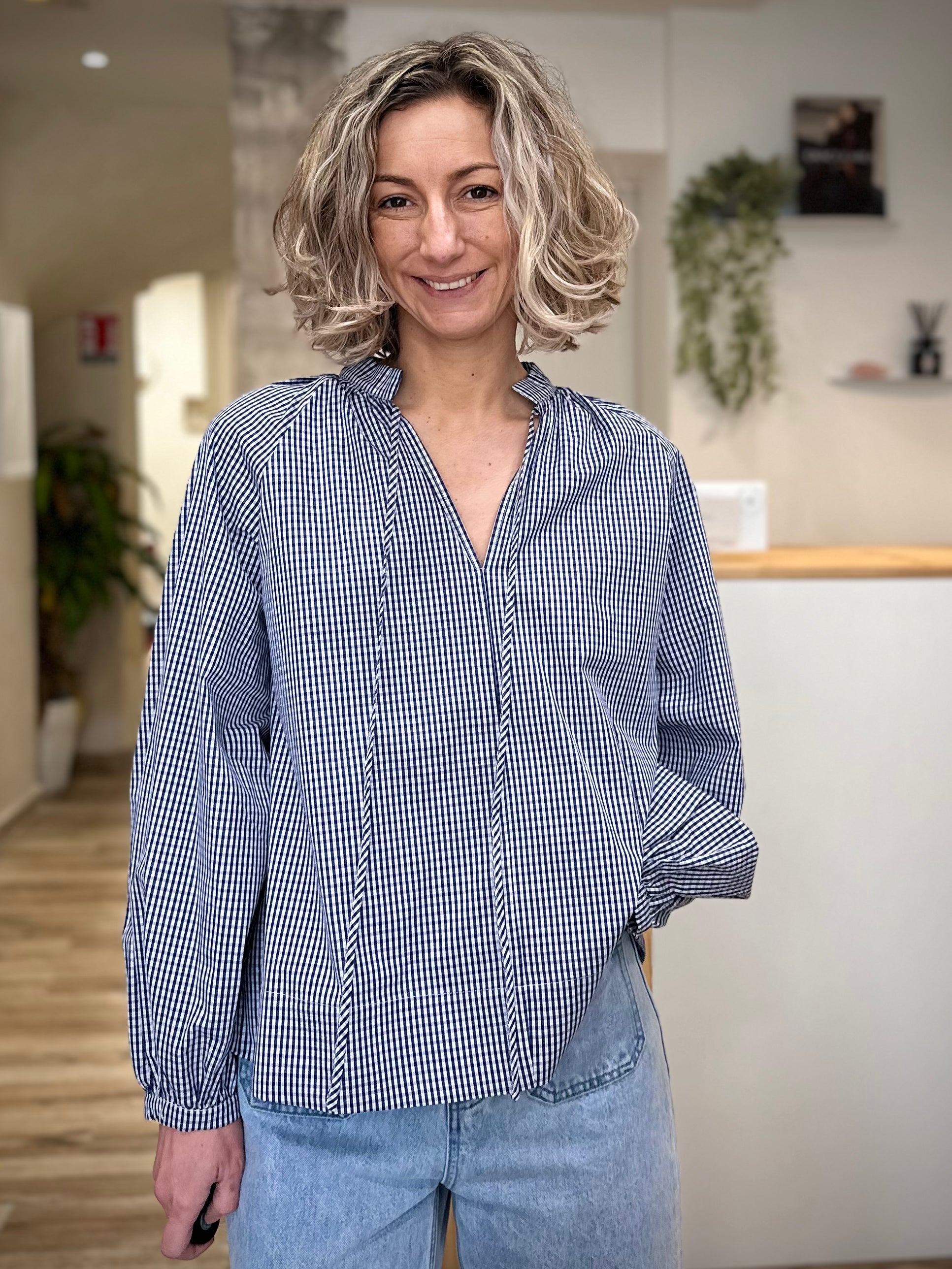 Blouse manches bouffantes femme coton