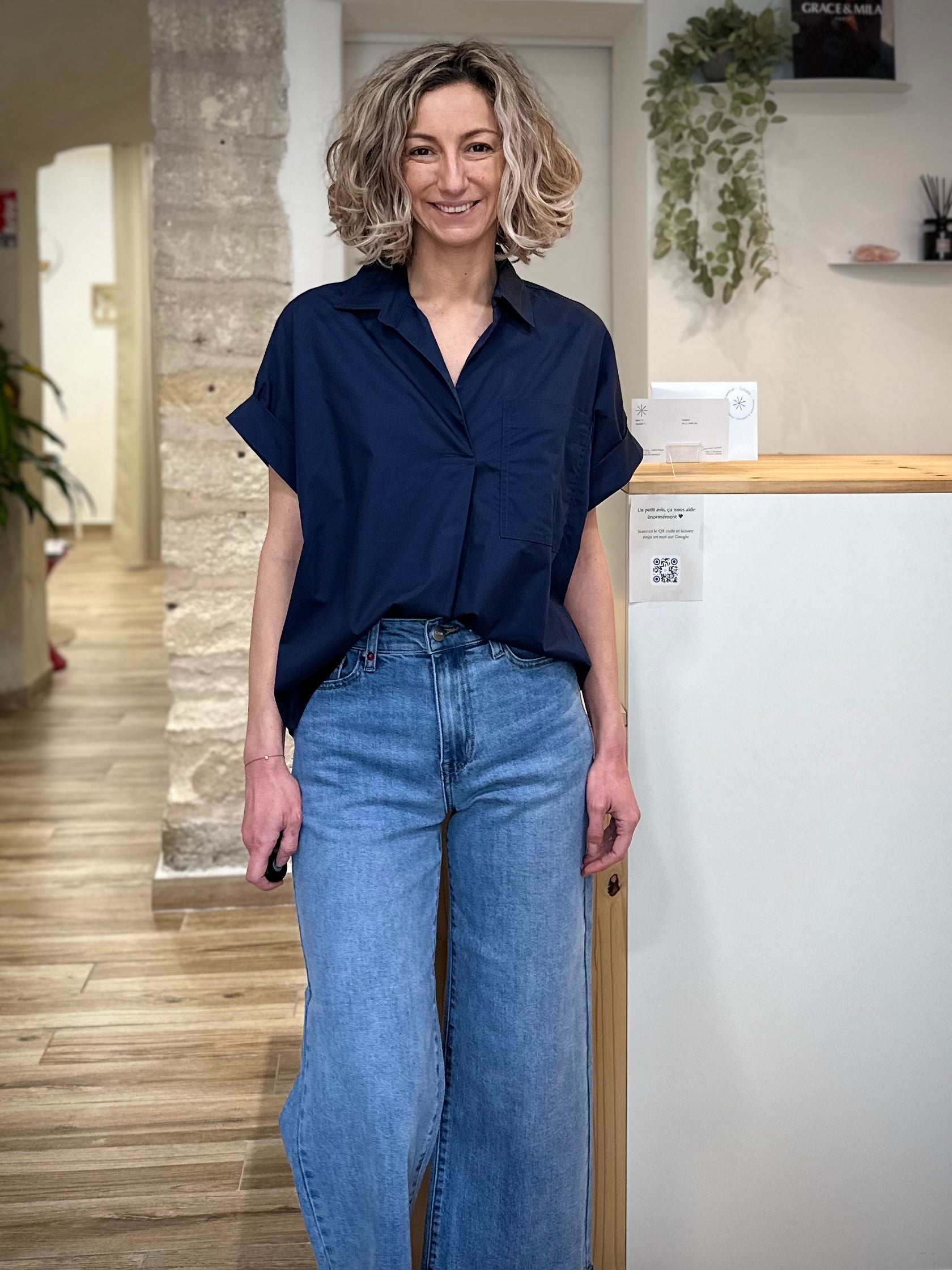 Blouse oversize marine look casual chic