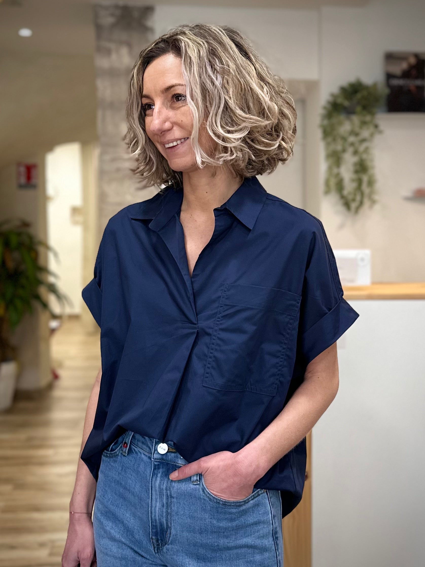 Blouse oversize femme popeline coton