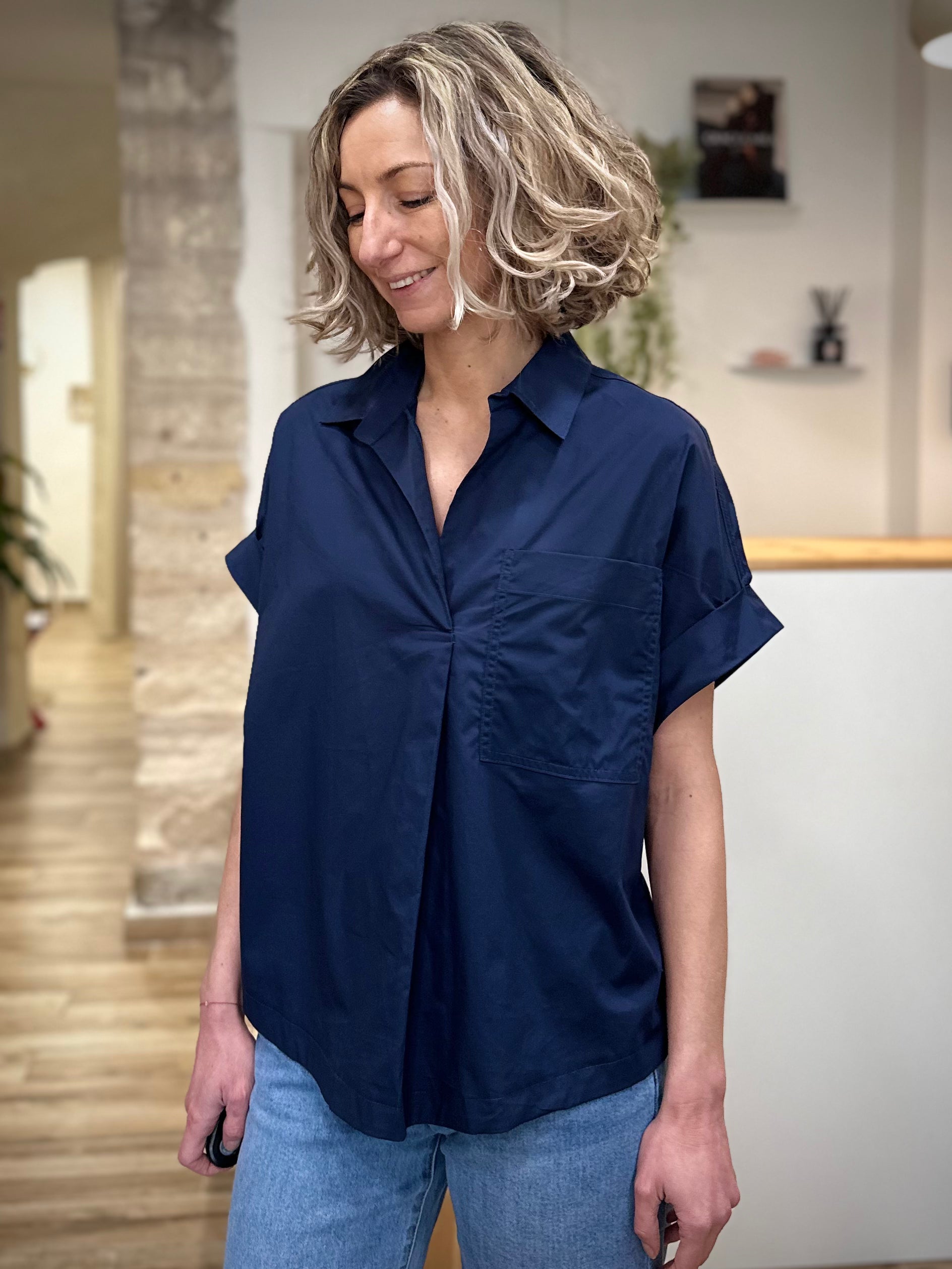 Blouse chic décontractée en coton