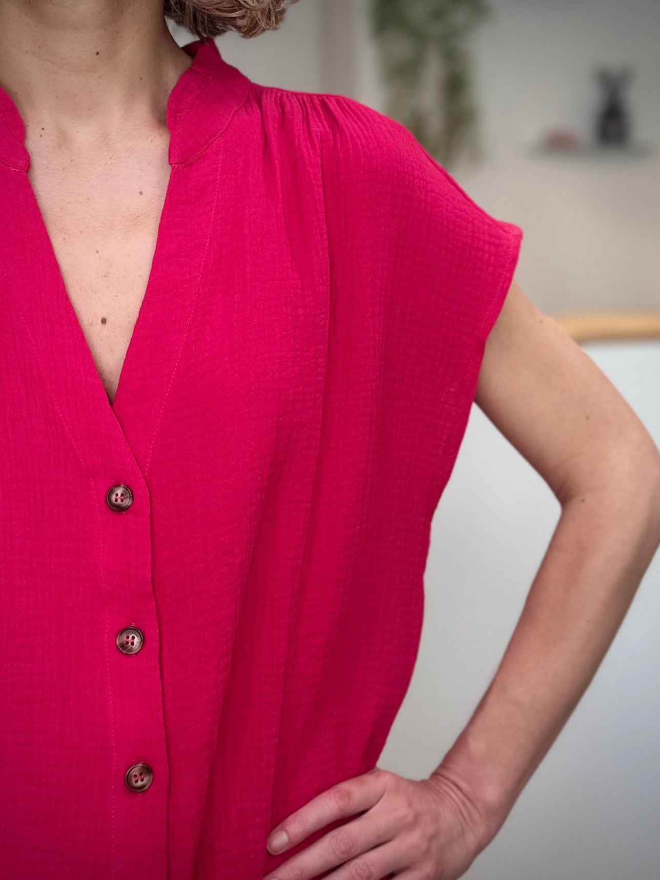Détail des fronces épaules blouse WESRA 