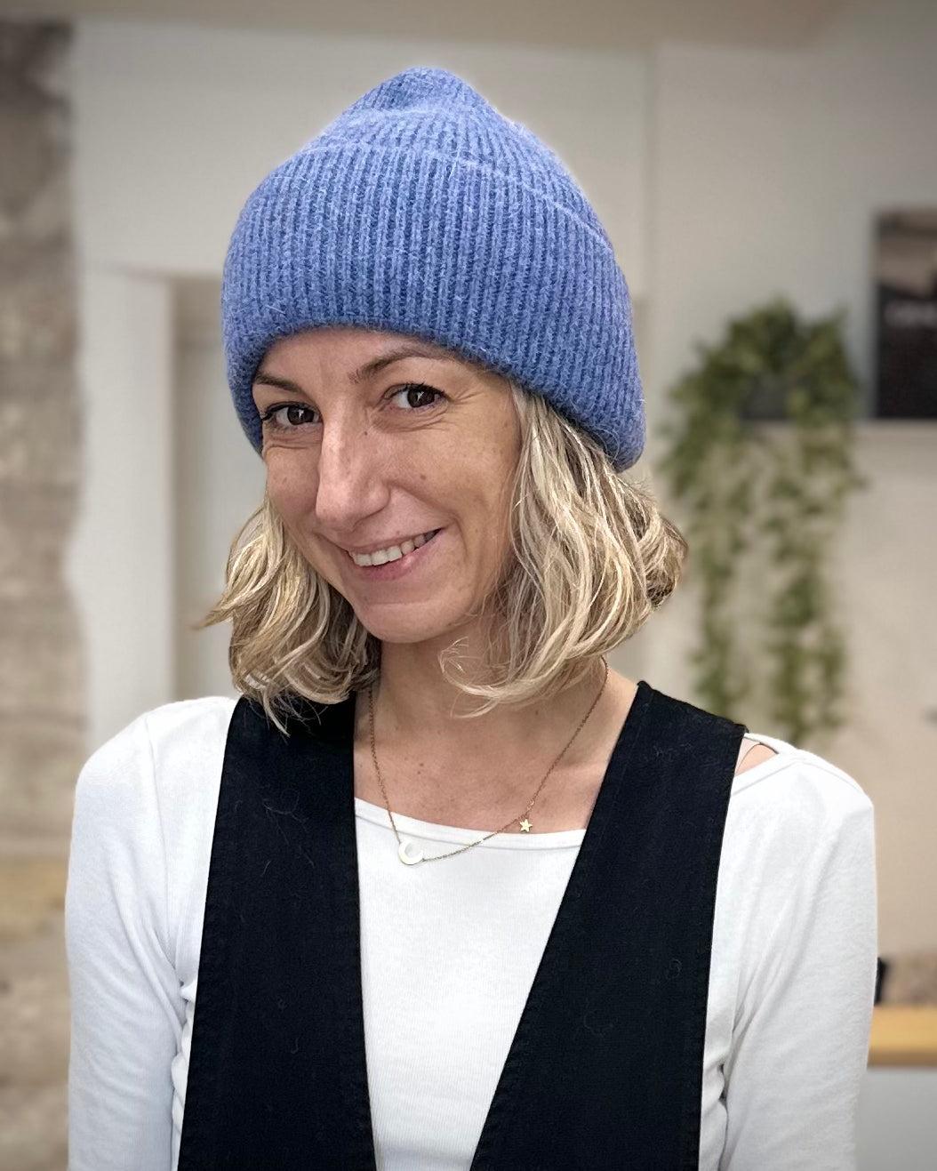 Bonnet cosy bleu jean