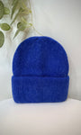 Bonnet couleur bleu vif maille douce