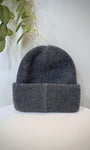 Bonnet chaud en maille angora gris foncé
