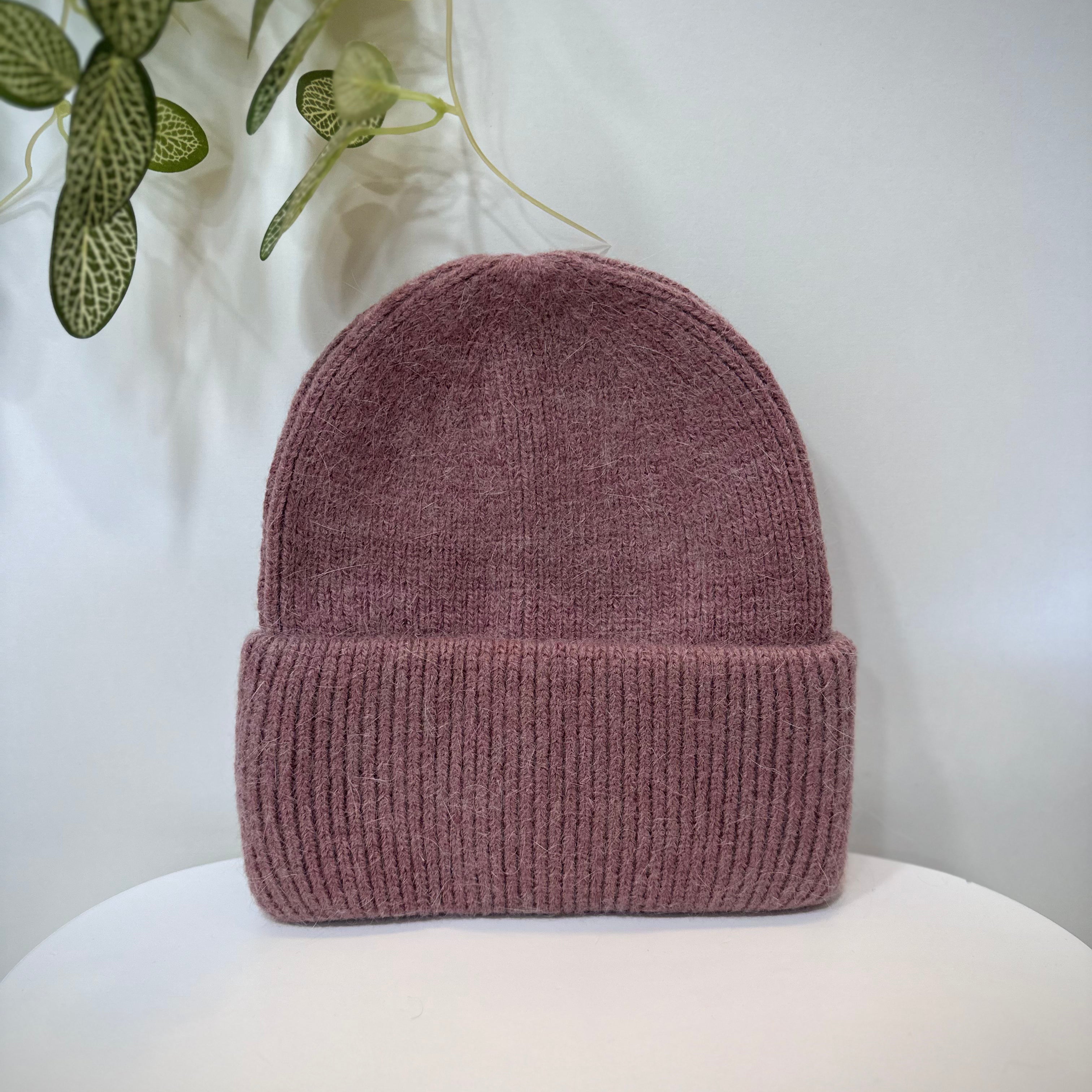 Bonnet Aurore vieux rose avec revers