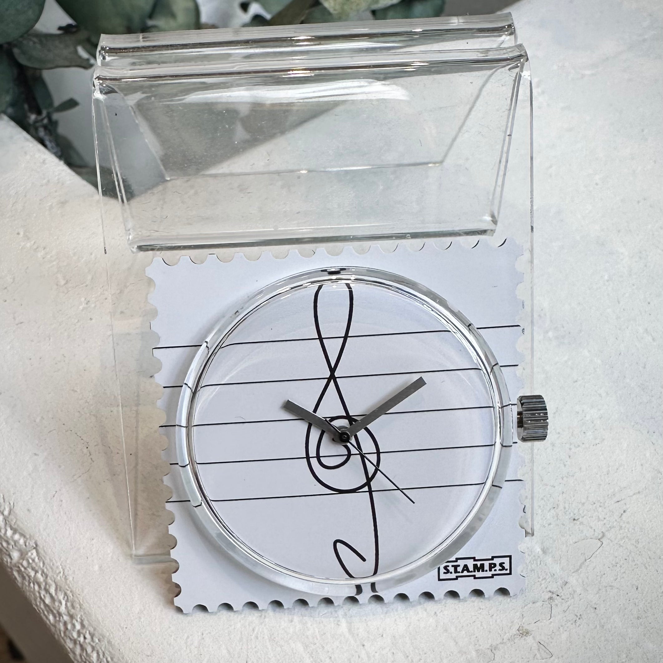 Cadran montre STAMPS Clef motif clés de Sol sur partition
