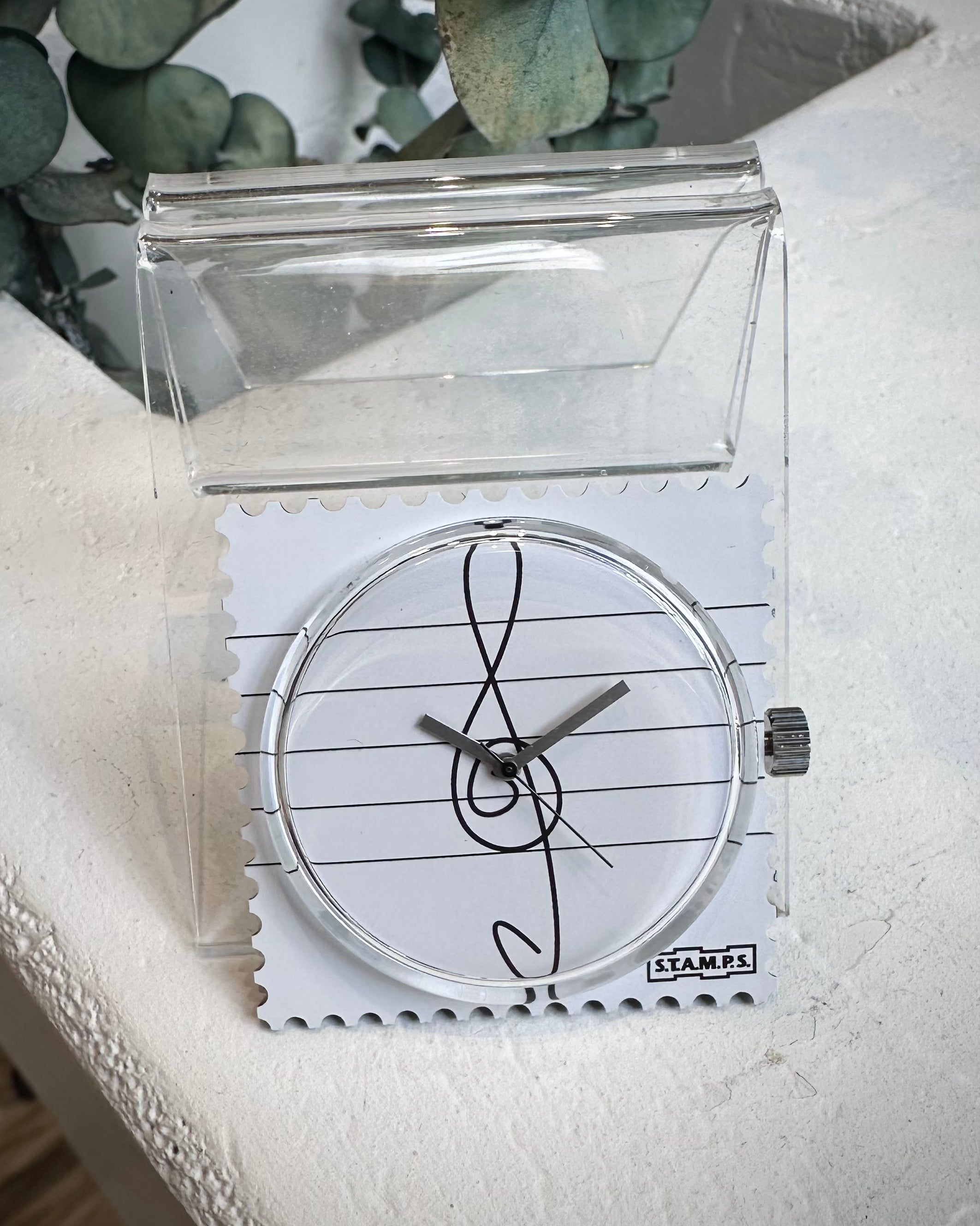 Cadran montre STAMPS Clef motif clés de Sol sur partition