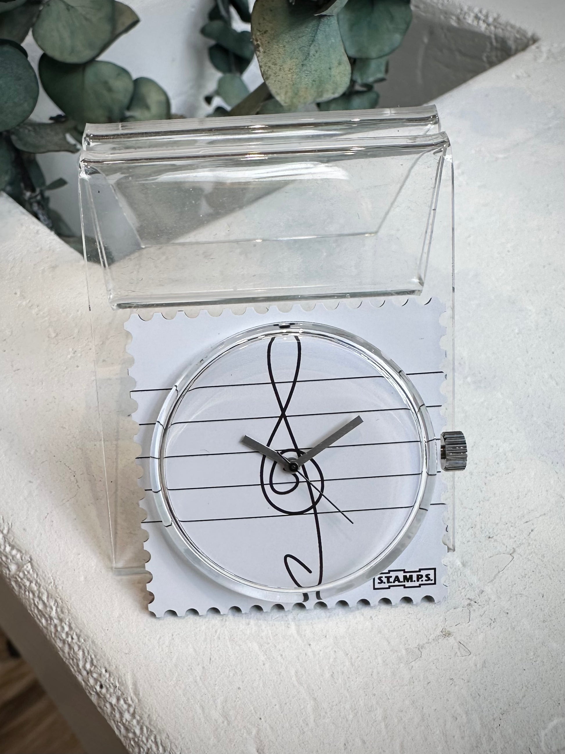 Cadran montre STAMPS Clef motif clés de Sol sur partition
