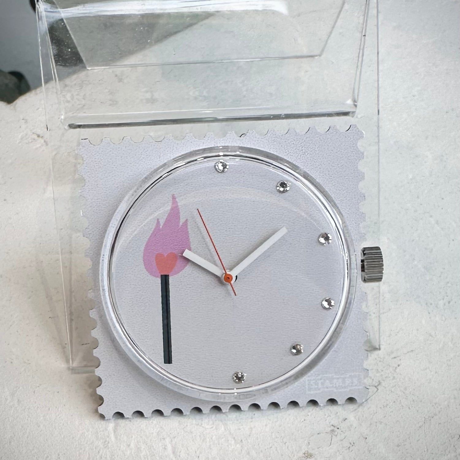 Cadran montre STAMPS Diamond Flame avec cristaux argentés