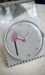 Gros plan motif allumette rose cadran STAMPS