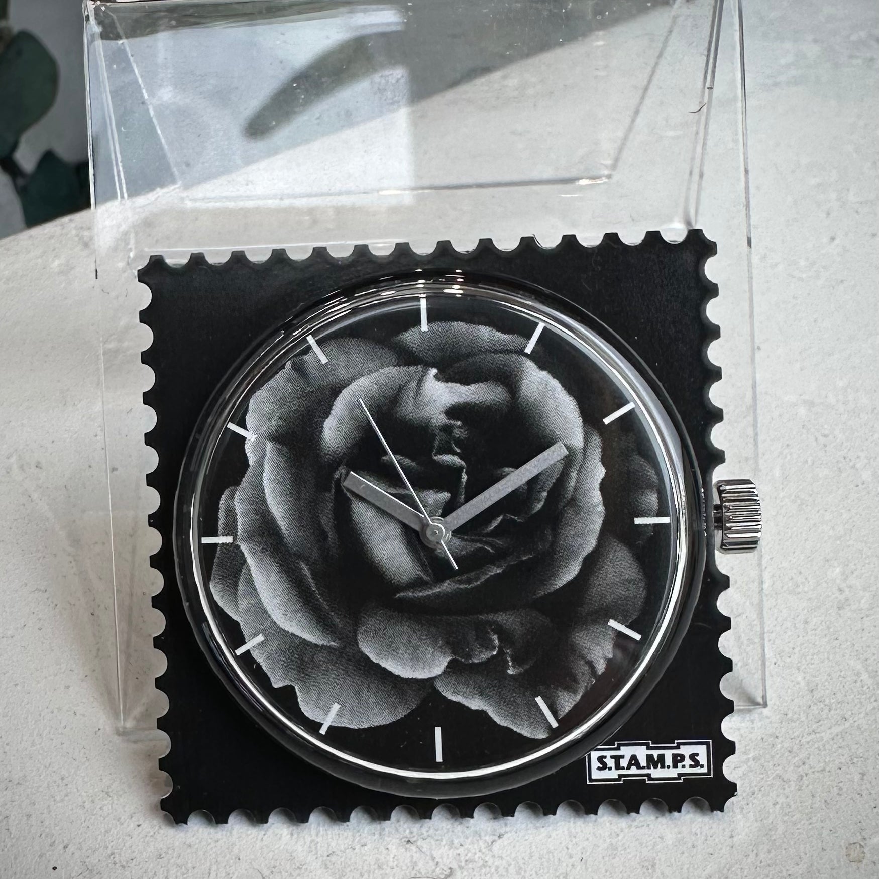 Cadran montre STAMPS Mystic Garden rose noir et blanc 