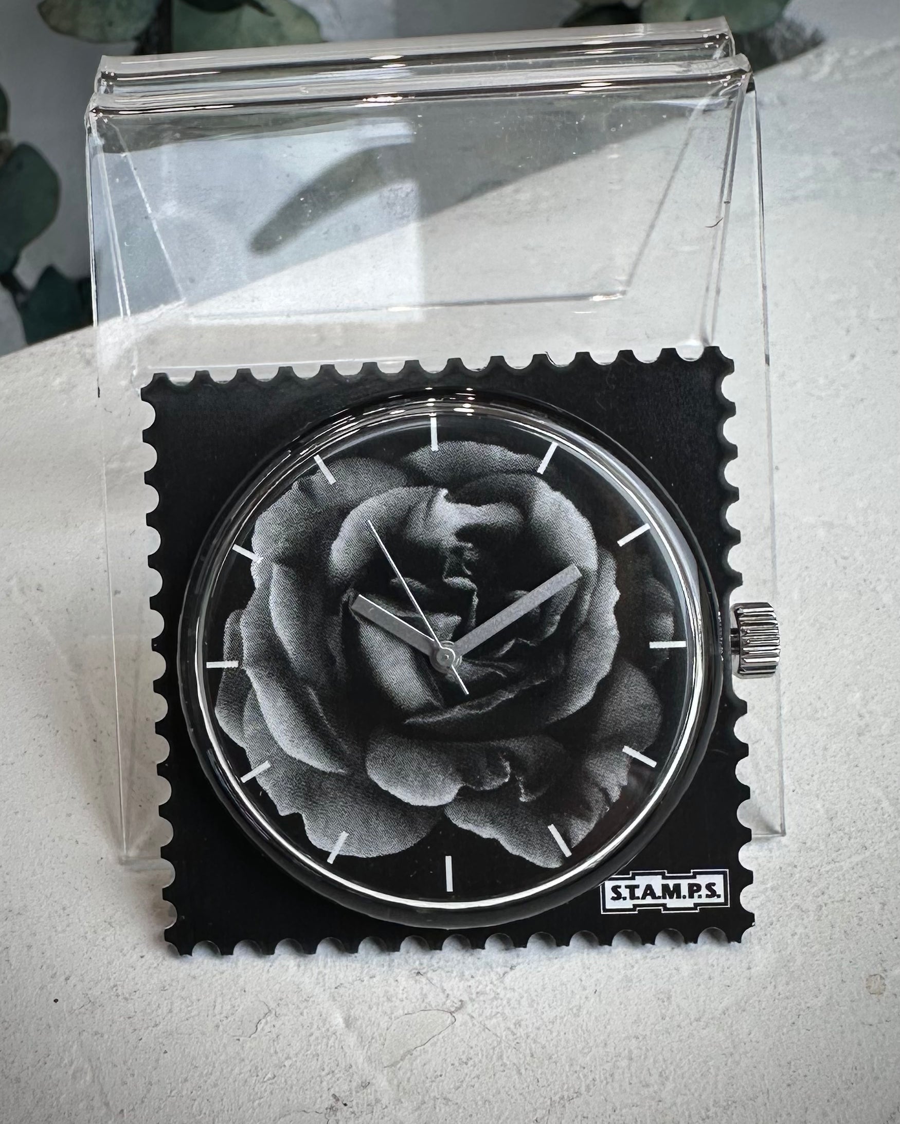 Cadran montre STAMPS Mystic Garden rose noir et blanc 