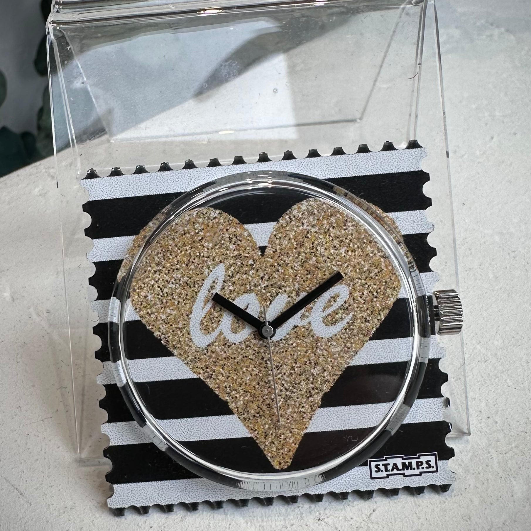 Cadran montre STAMPS Shiny Love cœur doré scintillant 
