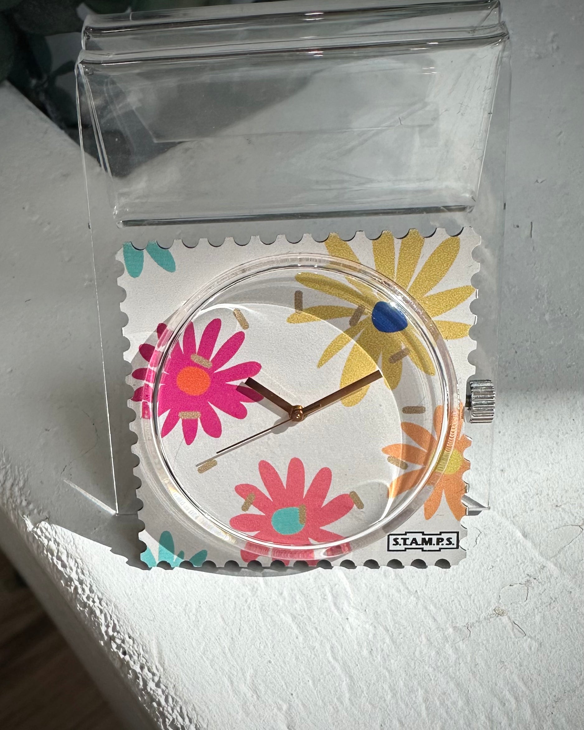 Cadran montre STAMPS Summer Field fleurs multicolores fond beige