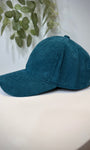 Vue latérale casquette femme bleu canard