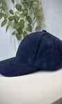 Vue latérale casquette femme bleu marine
