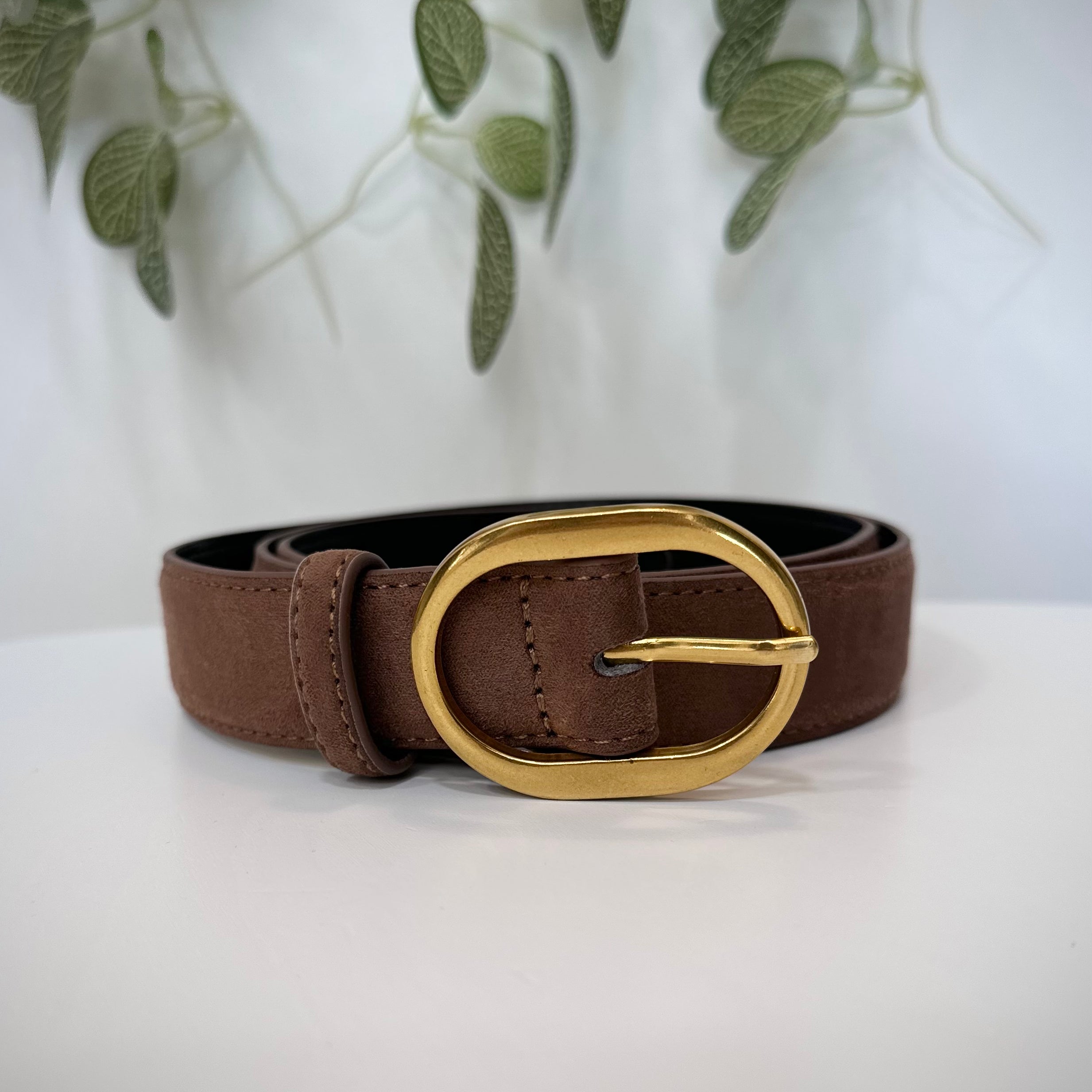 accessoire mode automne femme ceinture suédine marron