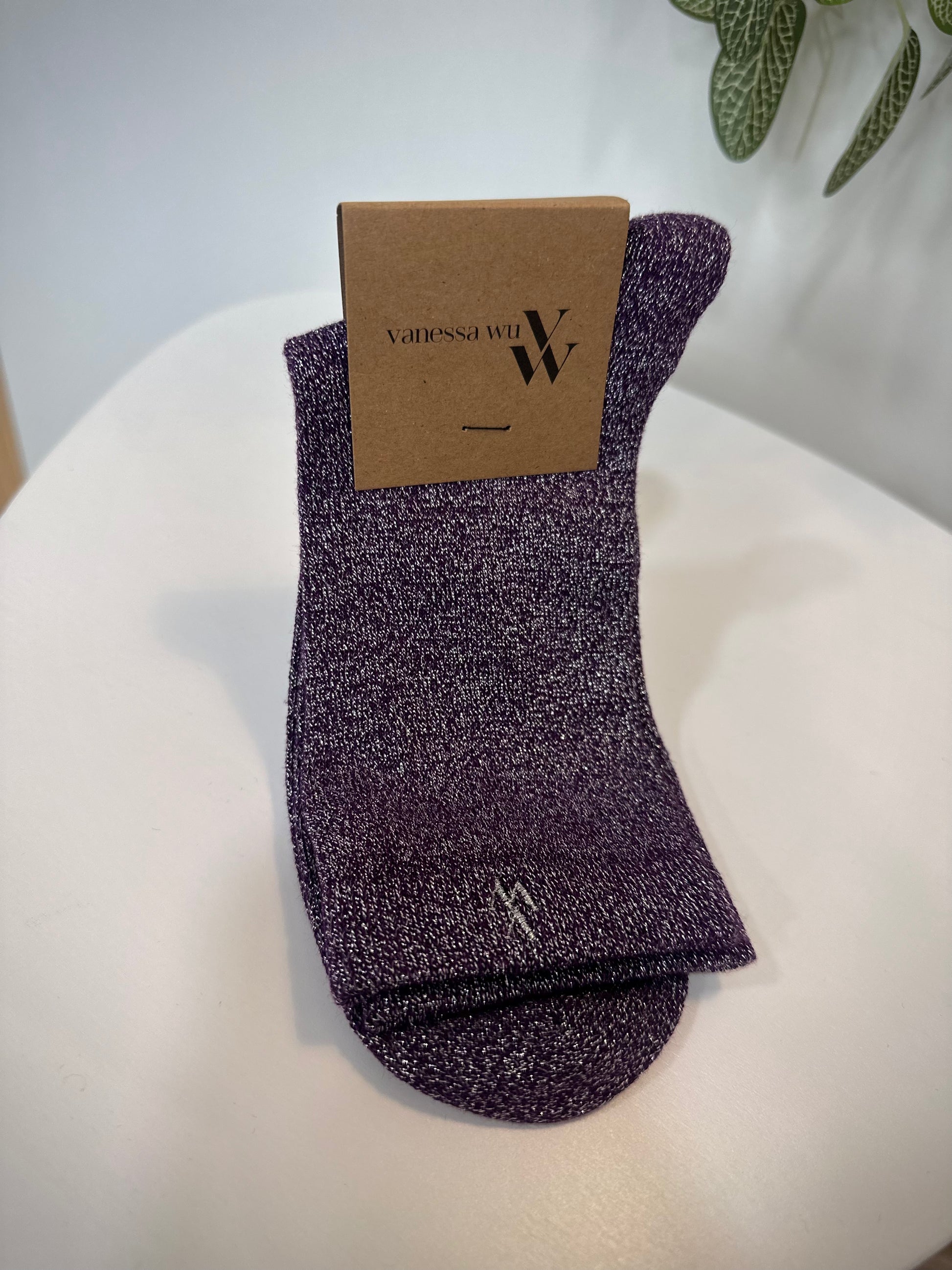 Chaussettes femme violet brillant pour tenue élégante