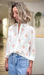 Chemise brodée femme motif géométrique coloré