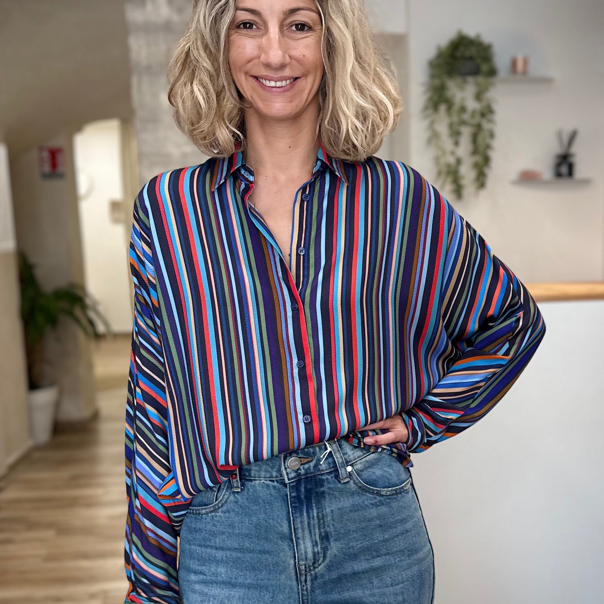 Chemise rayée femme Cally aux rayures multicolores