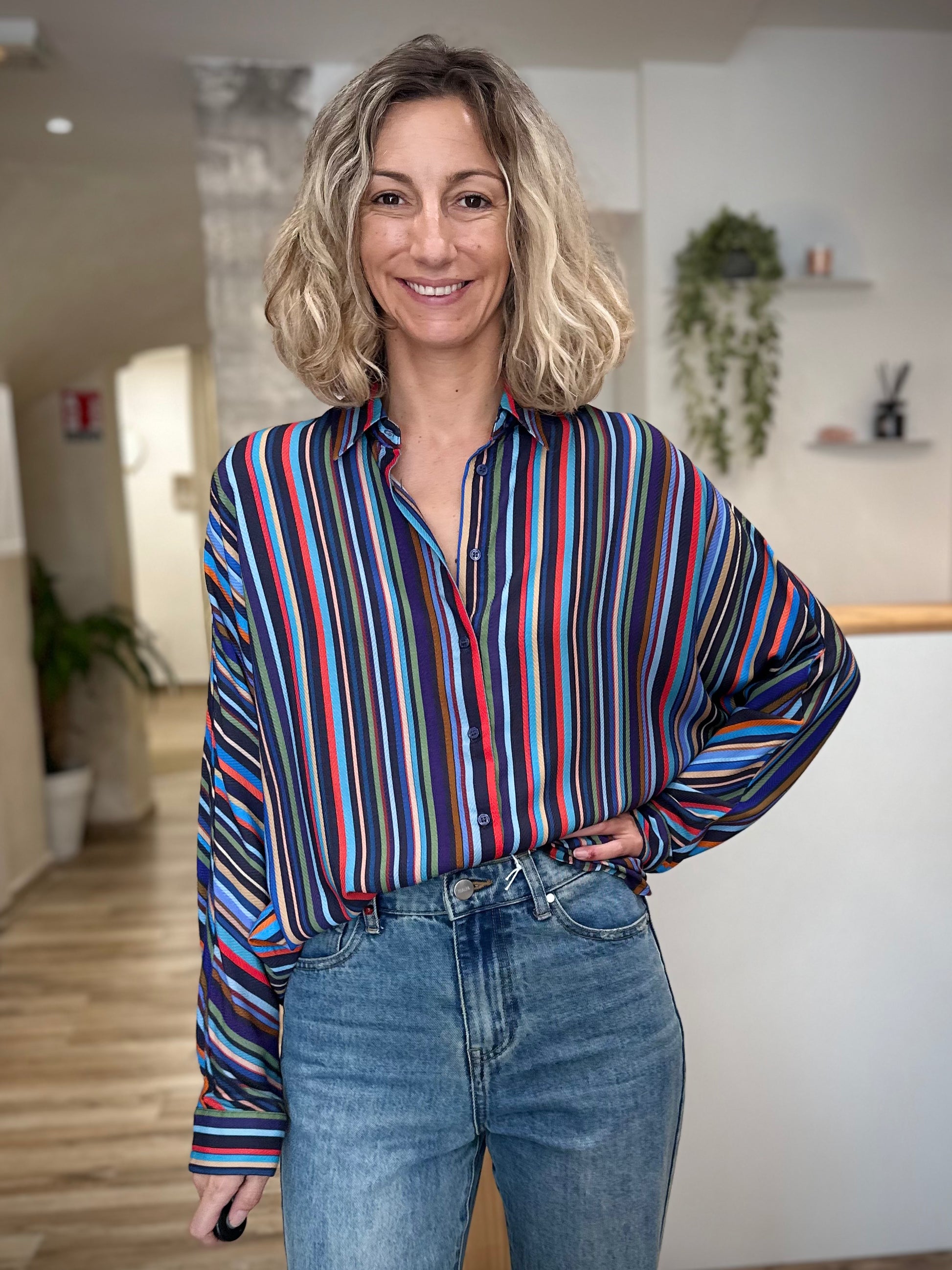 Chemise rayée femme Cally aux rayures multicolores