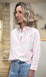 Chemise coton femme rayures roses style casual chic