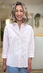 Chemise rayée rose femme coupe droite fluide