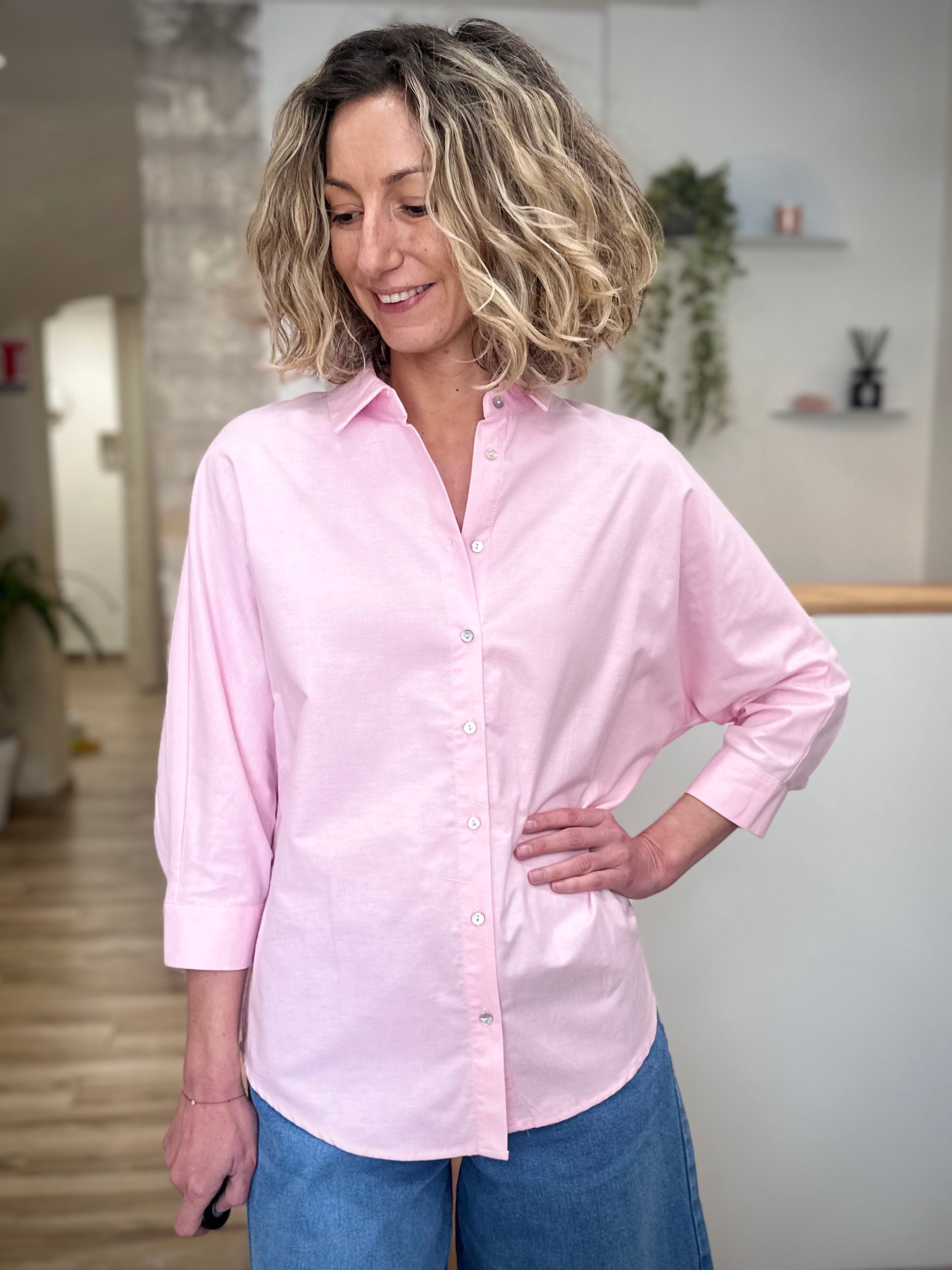 Chemise oversize manches chauve souris 