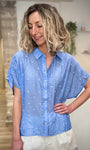 Chemise bleue fluide femme style artistique 