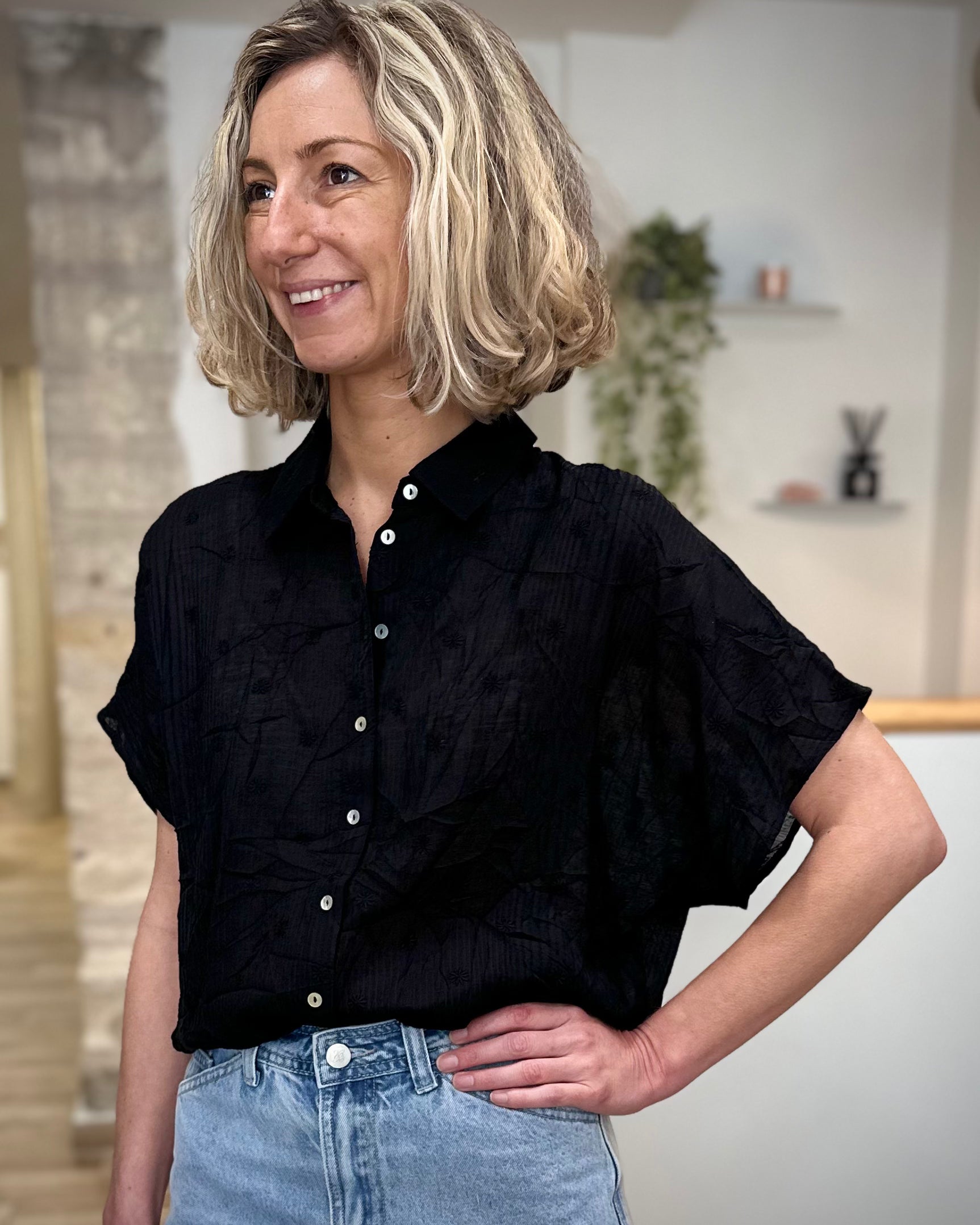 Chemise ample femme manches chauve-souris élégante 