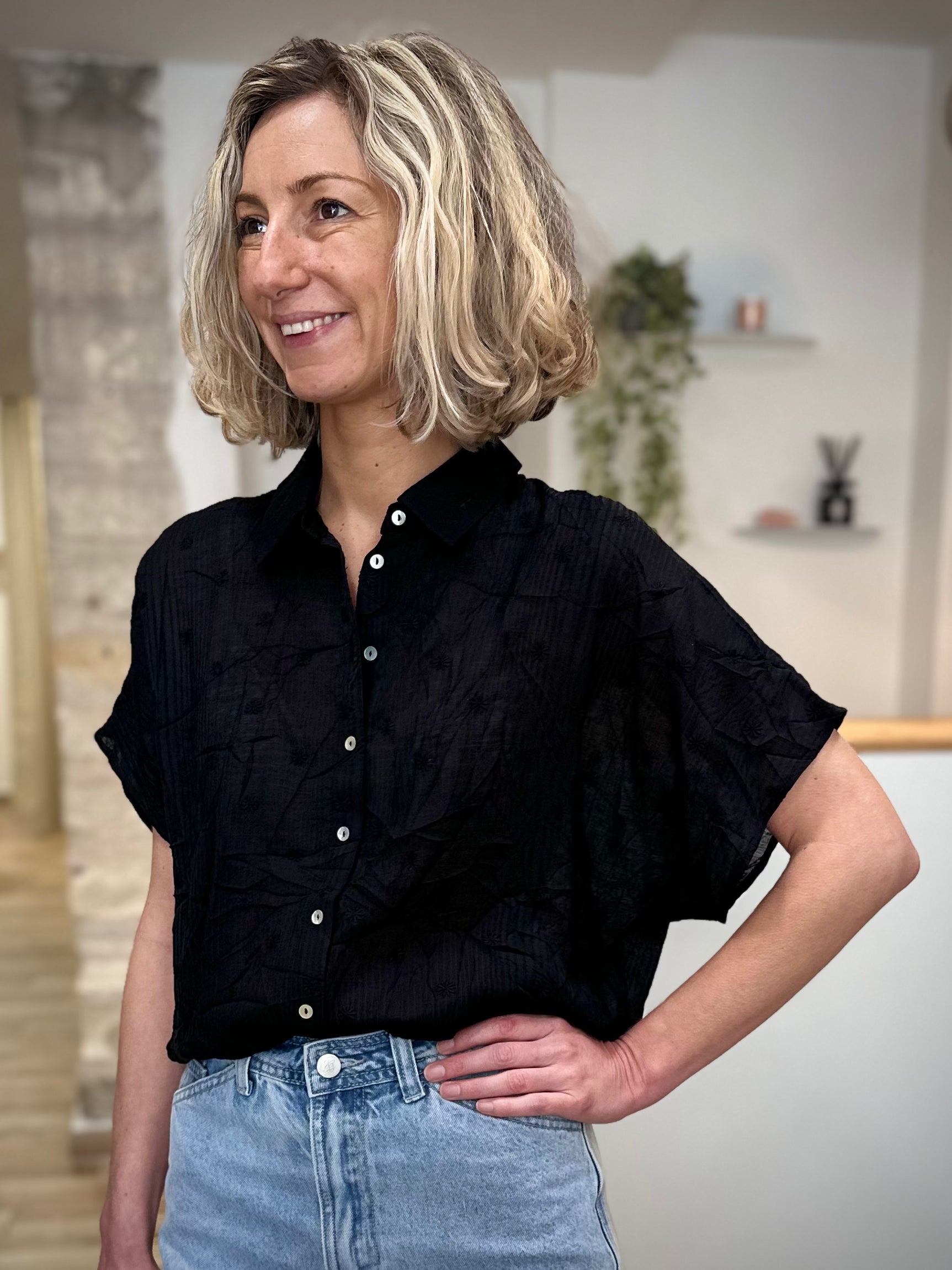 Chemise ample femme manches chauve-souris élégante 
