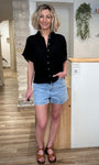 Look urbain été chemise noire brodée femme 