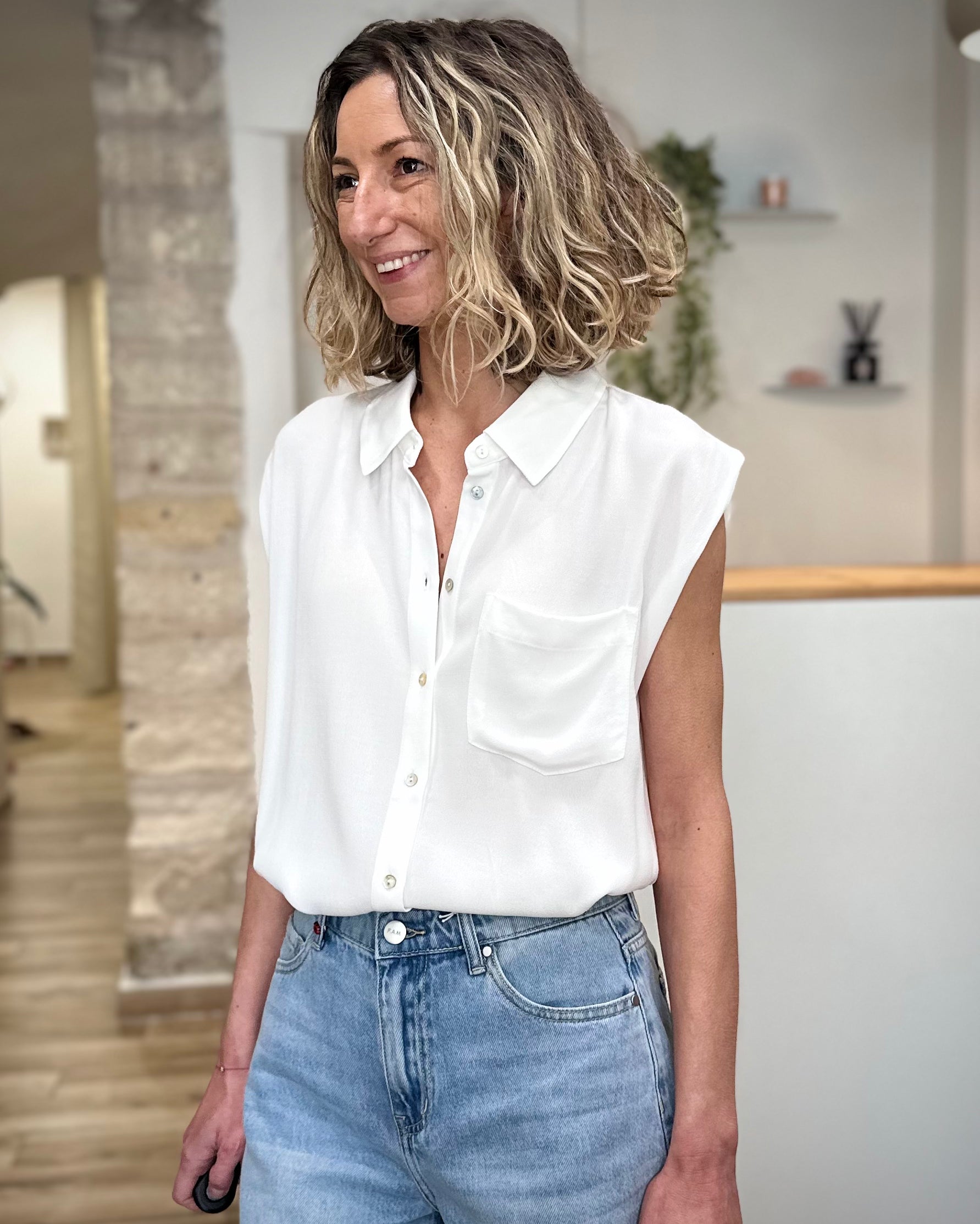 Chemise écru femme coupe ample légère 